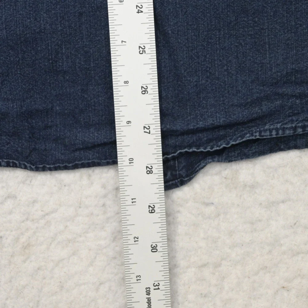 Banana Republic Button Up‎ Men L Slim Fit Blue Short Sleeve Denim Pocket Shirt